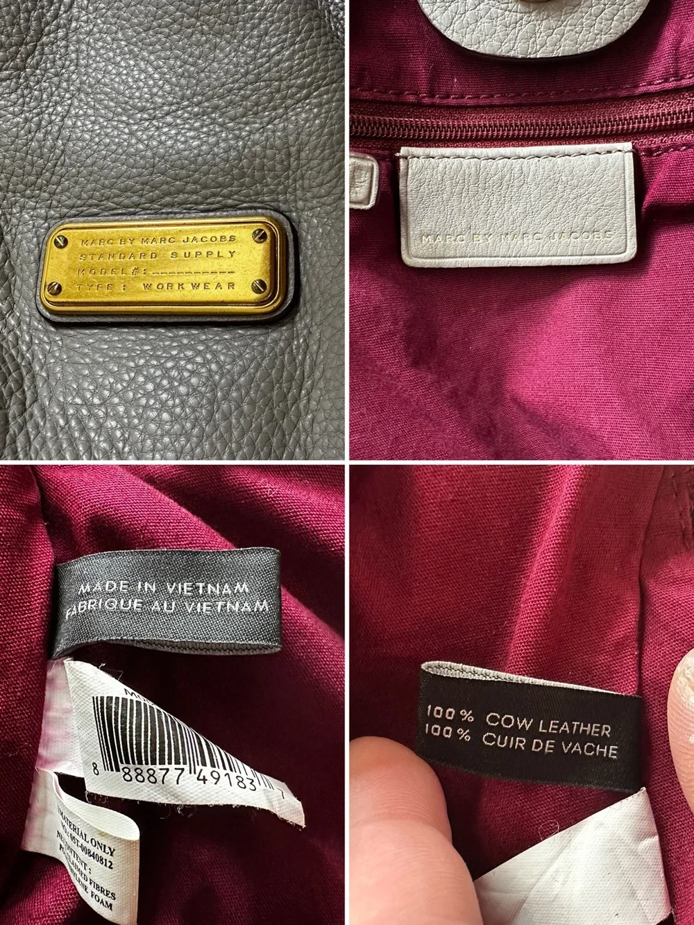 Marc Jacobs Taupe Leather Satchel with Removable Strap